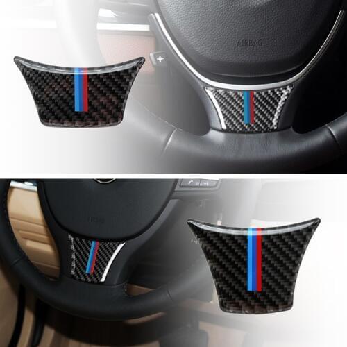 Car Styling Carbon Fiber Steering Wheel Sticker M stripe Emblem 3D Sticker Trim For BMW 5 7 series F10 F18 F01 F07 2011 - 2017