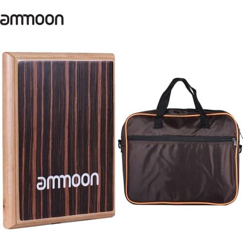 Ammoon Cajon Drum Compact Travel Box Drum Cajon Flat Hand Drum Cajon Drum with Adjustable Strings Carrying Bag Drum Accessories