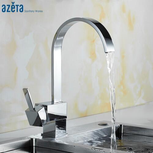 Azeta Free Shipping Kitchen Faucet 360 Degree Swivel Water Tap Kitchen Chrome Brass Kitchen Water Mixer MK8824