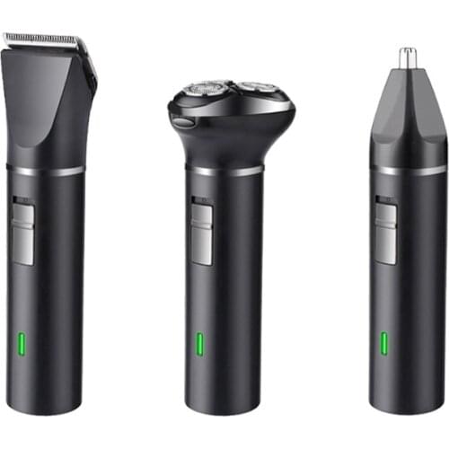 Three-in-one mens electric razor original facial razor 3D electric razor mens washable USB rechargeable beard shaving machine