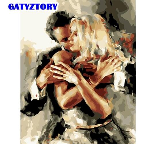 GATYZTORY DIY Oil Painting By Numbers Lovers Kits Drawing Canvas Figure HandPainted Gift Pictures Wall Decoration