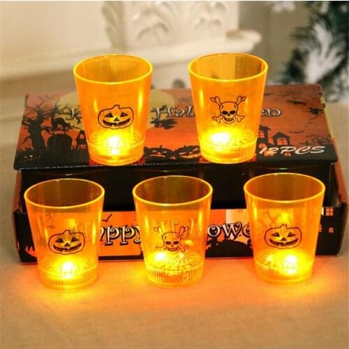 Halloween Pumpkin Skeleton Luminous Cup Led Electronic Lamp Desktop Decoration Props Party Costume Ball Dress Up Home Decoration