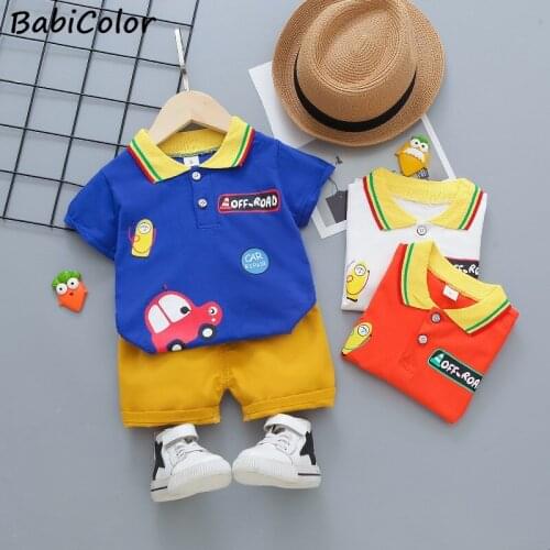 Baby Boys Summer Clothing Set Infant Newborn Kids Boys Cartoon Set Cotton T-shirt+shorts 2pcs Outfits Infant Newborn Clothing
