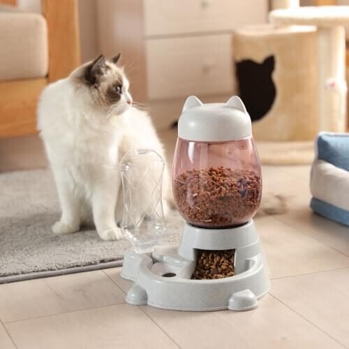 Cats Large Capacity Automatic Food Feeder Bowl Pet Water Food Feeder Dispenser Container For Cats Dogs Drinking Water Bottle