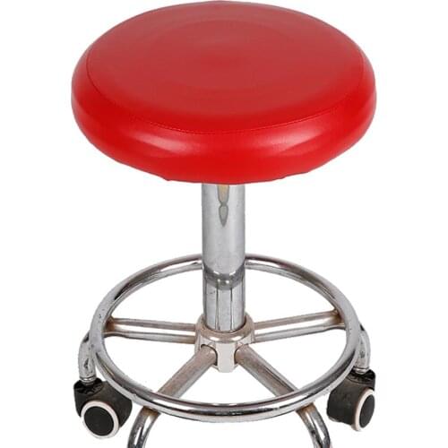 Round Chair Protector Elastic PU Leather Round Stool Chair Cover Waterproof Pump Chair Protector Small Seat Cushion Sleeve #L2T9