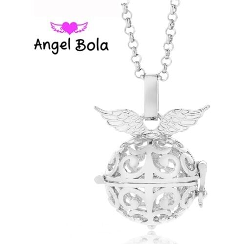 Angel Wings Cage Angel Ball Accessories Maternity Metal Sound Bola In Long Necklace Mom Pendant Luck Jewelry(20.5mm) L065