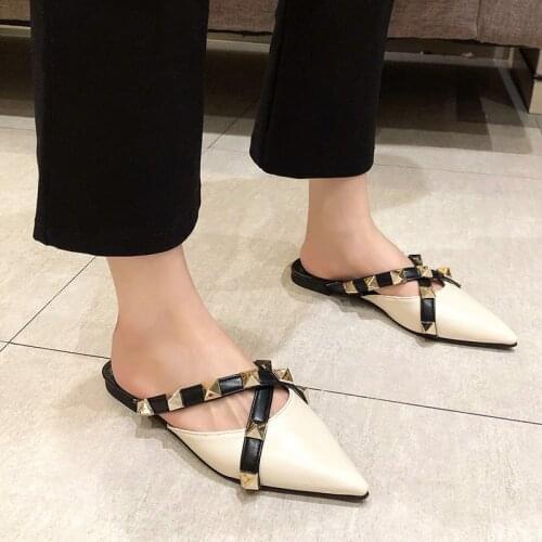 Summer Slippers Ladies New Shoes Ladies High Heels Fashion Womens Shoes Rivet Decoration Ladies Slippers Party Womens Shoes