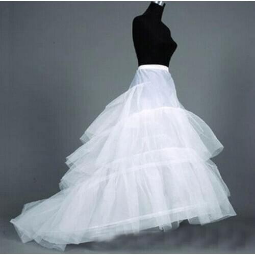 Hot Sale High Quality White Petticoat Train Crinoline Underskirt 3-Layers For Wedding Dresses Bridal Gowns