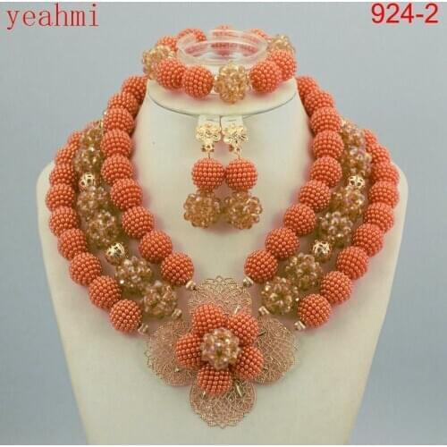 Hot Sale Women Party Gift Nigerian Wedding Beads Fushia Crystal Jewelry Set African Costume Jewelry Sets Free Shipping 924-1