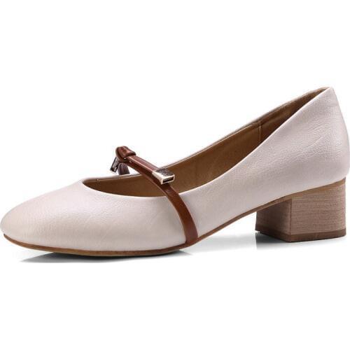 Fashion Leather Flats Shoes Women Loafers Mary Jane Shoes Woman Mule Mocassins Block Chunky Sandals Heels Women Plus Size Shoes