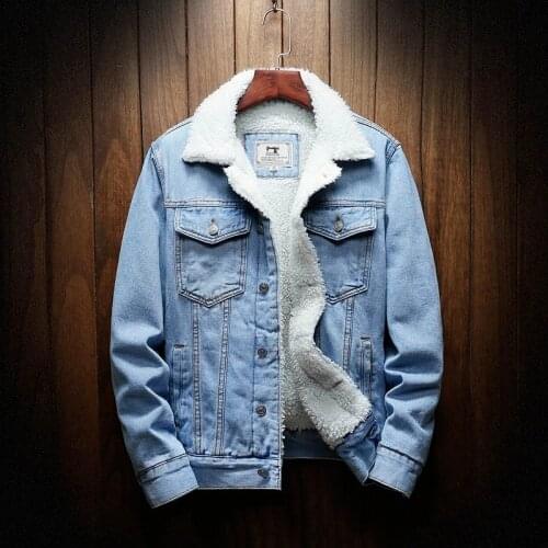 Mens Winter Denim Jacket Jacket Warm Denim Jacket New Mens Large Size Wool Lining Thickened Winter Denim Jacket Extra Size