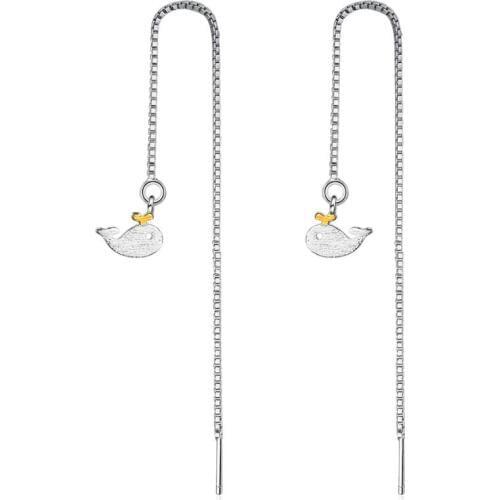 New Sweet Brushed Dolphin Little Whale Ear line Earrings For Women Trend Creative 925 Sterling Silver Jewelry Brincos SAE112