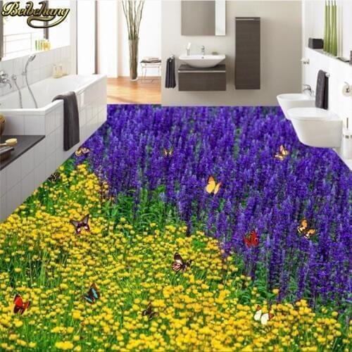 Beibehang Custom Photo Wallpaper Floor Decorated Aromatherapy Lavender Flower Bathroom Living Room 3D Floor papel de parede