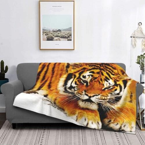 Siberian Tiger Blankets Flannel All Season Big Cats Wild Animals Animal Breathable Soft Throw Blankets for Bedding Car Quilt
