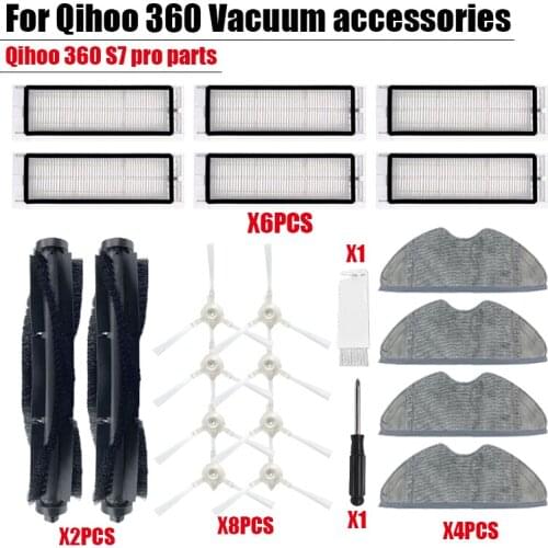 For Qihoo 360 S7 pro accessories main brush kit cleaning cloth HEPA filter mop rag replacement chihu vacuum cleaner spare parts