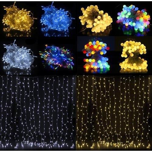 LED Icicle/Ball String Lights Christmas Fairy Lights Garland Outdoor Home For Wedding/Party/Curtain/Garden Decoration 10/30/3*3M