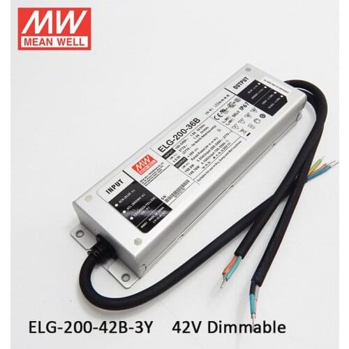 MEAN WELL ELG-200-42B-3Y 200W 4.76A 42V Dimmable LED Power Supply 110V/220V AC to 42V DC 200W waterproof IP67 Dimming led driver