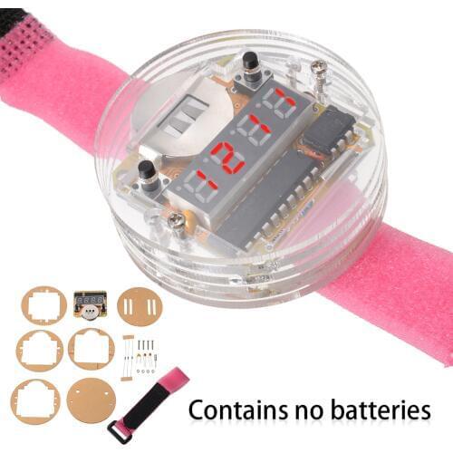LED Watch Set DIY Digital Tube Watch Electronic Watch Parts With Transparent Cover DIY Assemble Fittings Kit