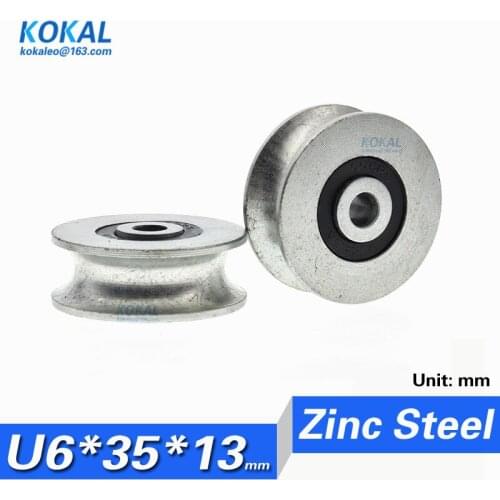 [U0635-13]1pcs U Groove Deep Groove Ball Bearing Carbon Steel Ball Pulley Bearing Hardware zinc plated bearing 6X35X13mm 0635UU