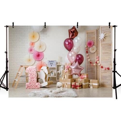 Vinyl photography backdrops balloons flowers cake photo background newborn baby 1st birthday party decorations background props