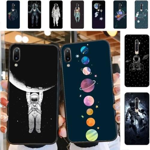 YNDFCNB Space Airship Astronaut Phone Case for Vivo Y91C Y11 17 19 17 67 81 Oppo A9 2020 Realme c3