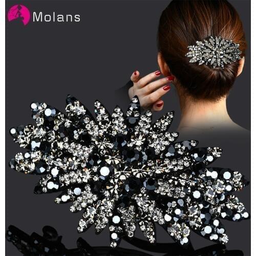 Molans Rhinestones Girls Side Bangs Clip 1PC Korean Hair Clips Women Hair Accessories Pearl Barrette Hair Pins Spring Clip
