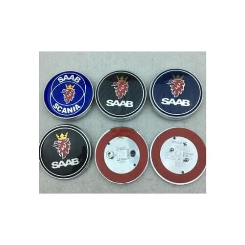 50pcs 68mm SAAB car front hood bonnet badge car rear boot Truck 3D logo emblem sticker for 03-10 BJ SCS 9-3 9-5 9-2x 9-5x