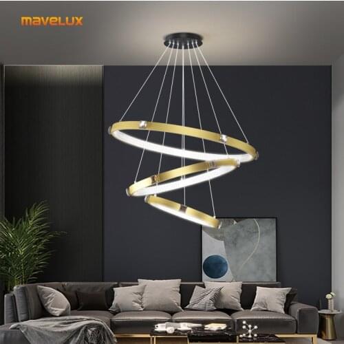 Nordic Gold Rings LED Pendants For Kitchen Foyer Dining Table Living Room Restaurant Villa Coffee Bar Office Indoor Home Lights