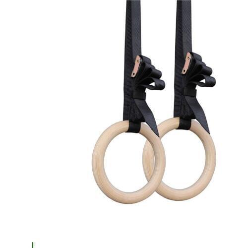 1pair Professional Wood Gymnastic Rings Gym Rings with Adjustable Long Buckles Straps Workout For Home Gym & Cross Fitness