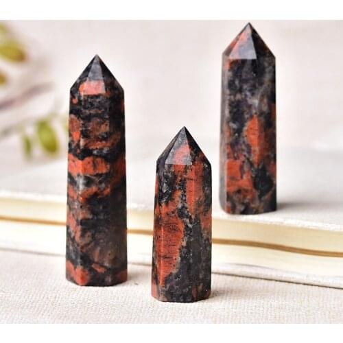 1PC Natural Stone Red Labradorite Crystal Point Tower Healing Quartz Home Decoration Meditation Reiki Obelisk 50-80mm Stone