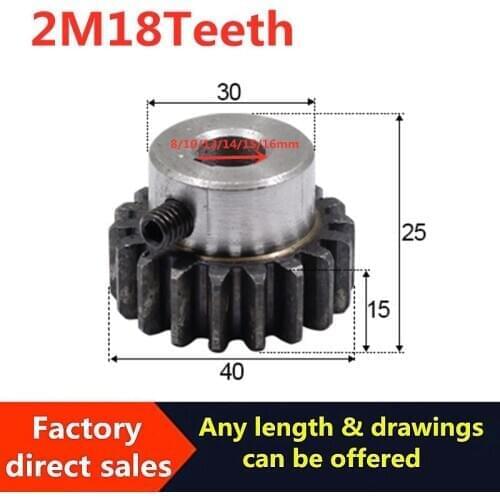 1PCS New Durable Convex Gear Pinion 2Module 18Teeth 8mm Hole Carbon Steel Convex Gear