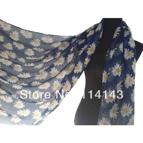 10pcs/lot Fashion Daisy Flower Floral Print Scarf Wrap Shawl Hijab Ladies Accessories Gift, Free Shipping