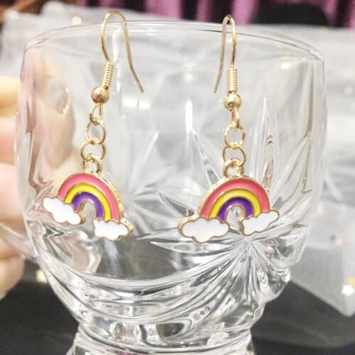 2021 Trend Rainbow Colors U Shape Fashion Unusual Hanging Cute Girls Womens Earrings Sets Gift For Women Girl Jewelry