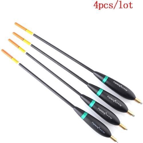 4pcs / lot fishing floats copper head lead plump buoyancy tail buoy paulownia wood float fishing tools