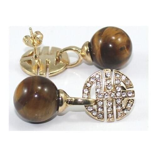 Free Shipping Classic TIger Eye Natural jade Drop Earring