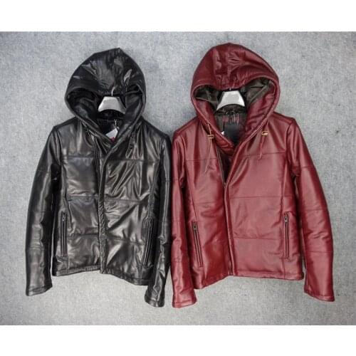 Free shipping.Fashion slim quality genuine leather jackets,Brand new casual mens cowhide coat,style winter warm cotton jackets