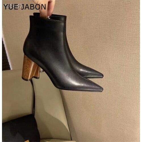 Brand Genuine Leather High Heels ladies boots Shoes For Women Elegant Pointed Toe WomenS Boots Wedding Party Dress Shoes Woman