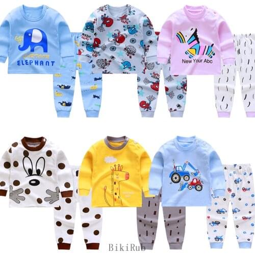 Spring Autumn Children Pajamas Sets Boys Cartoon Animal Print Nightwear Girls Family Pajamas Kids Clothes Sleepwear Baby Pyjamas