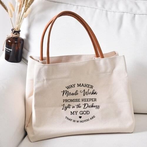 Way Maker Funny Printed Canvas Tote Bag Gift for Christian God Lovers Women Lady Casual Beach Shopping Work Church Bag Handbag