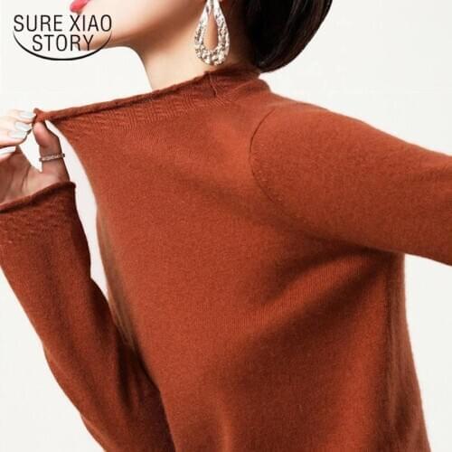 Korean Style Autumn Winter Sweater Women Turtleneck Loose Knit Sweater Long Sleeve Fashion Pullover Solid for Office Lady 11042
