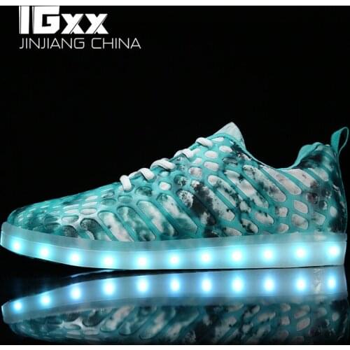 IGxx LED Shoes Light For Men Flower Glowing Luminous Flashing Shoes Kids LED Light up Sneakers USB Recharging LED Shoes Women