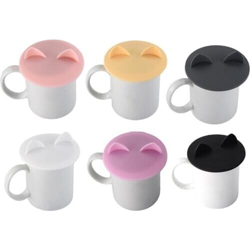 Cup Lid Fashion Creative Cute Cats Ear Animal Dustproof Leakproof Reusable Seal Multicolor Coffee Tea Water Cover Tool Drinkware