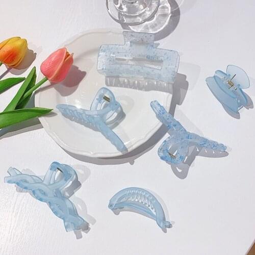 Frosted Hair Clip Jelly Blue Hair Claws Ins Design Fashion Shark Clip Korean Style Bathing Hair Clips Girls Hair Accessories