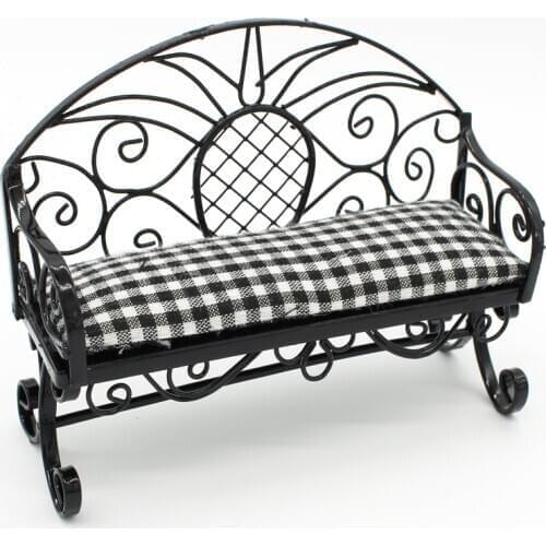 1/12 Dollhouse Miniature Furniture Living Room Garden Accessory Double-Seat Sofa Couch Bench Kids Xmas Gift