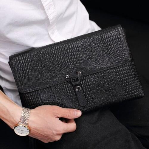 2019 Famous design genuine leather mens clutch bag top layer leather mens business clutch bag fashion handbag thin hand bag