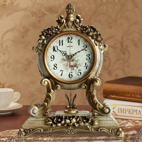1PCS ANTIQUE CONTINENTAL CLOCK MUTE LIVING ROOM TABLE CLOCK BEDSIDE CLOCK DECORATIVE CREATIVE SWING ANTIQUE CLOCK LU614207