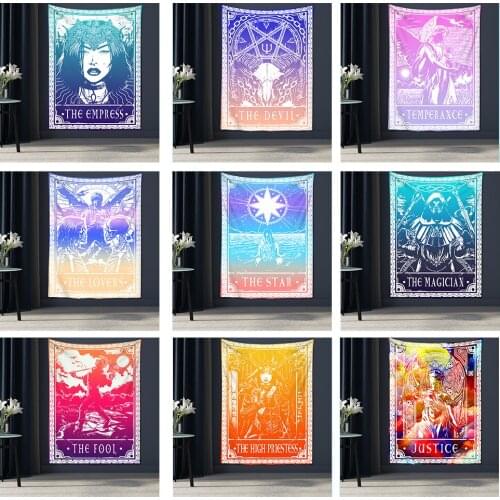 Colorful Death Tarot Tapestry Wall Hanging Indian Mandala Psychedelic Magic Bohemian Style Hippie Mattress Home Decor