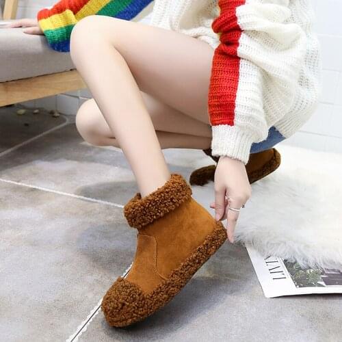 2021 New Fashion Women Snow Boots Warm Plush Fur Winter High Top Ankle Boots for Woman Platform Brown Cotton Shoes HOT