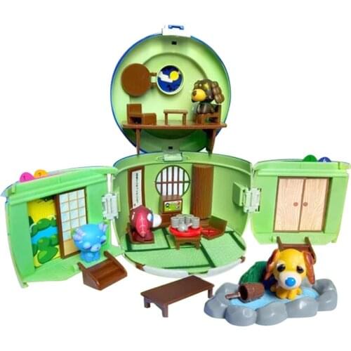 New Cute Ocha-ken no Heya Tea Dog Teapot House Figure Model Toys With 4PCS Doll Set Kids Children Christmas Birthday Gifts