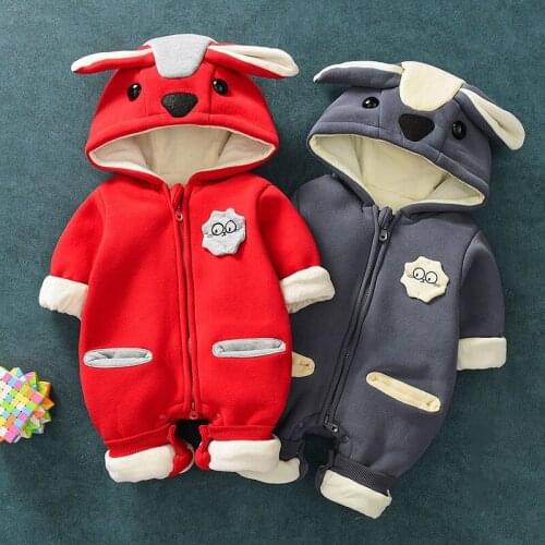 Baby clothes spring autumn jumpsuit male baby wears female treasure plus velvet padded climbing clothes for newborn in winter